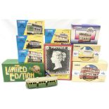 Eight Corgi tram models, together with Corgi #97800 Sunbeam Trolley Bus Reading Corporation