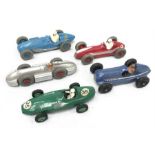 Five Dinky Toys 23 series racing cars: 23e Speed of The Wind; 231 Maserati; 239 Vanwall; 23c