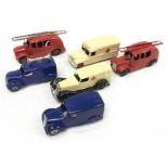 Six Dinky emergency and commercial models: 30f Ambulance in cream and black; 2 x 25h/250 Streamlined