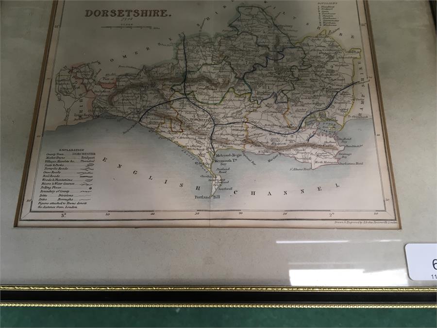 Four vintage framed maps of Dorset to include one by Robert Morden. - Image 3 of 5