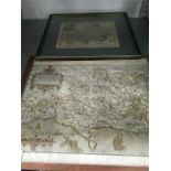Two vintage framed maos of Dorset. William Kyps and a Kitchens map of Dorset and the English channel