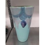 A Poole Pottery large conical vase 34cm in the Aqua pattern. (Box behind counter).