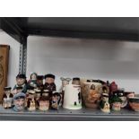 A collection of Toby Jugs, Carlton Ware mug, Beswick Shakespeare mug and other china.