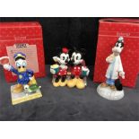3 cartoon items: Schmid Disney Donald “stop sign”, Schmid Disnry Goofy Doctor, Minnie & Mickey on