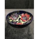 A 6” Moorcroft bowl in the Anemone Pattern.