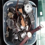 A box of assorted watches.