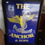 A large hanging pub sign depicting The Anchor & Hope.