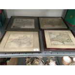 Four vintage framed maps of Dorset to include one by Robert Morden.