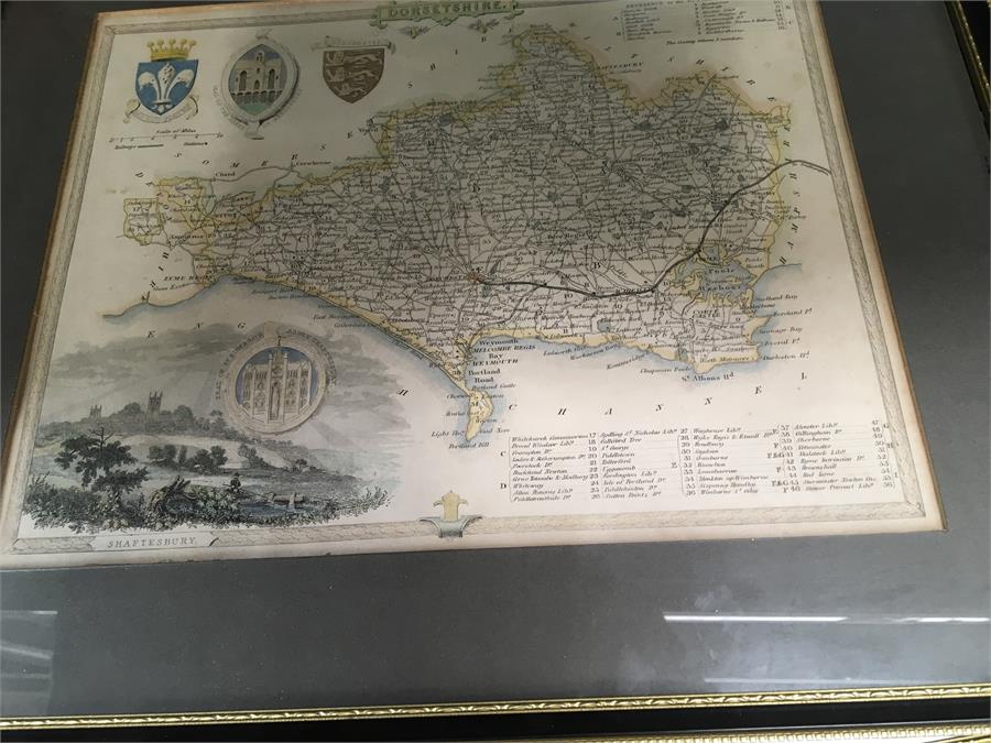 Four vintage framed maps of Dorset to include one by Robert Morden. - Image 4 of 5