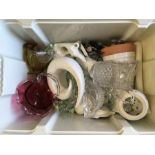 A box of china and glassware