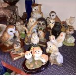 A collection of owl ornaments