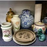 A quantity of vases and other chinaware by Portmeirion, Poole Pottery, Tiffany etc.