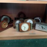 A collection of clocks.