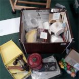 A box of bric-a-brac to include photo frame, commemorative mugs, china pipes etc.