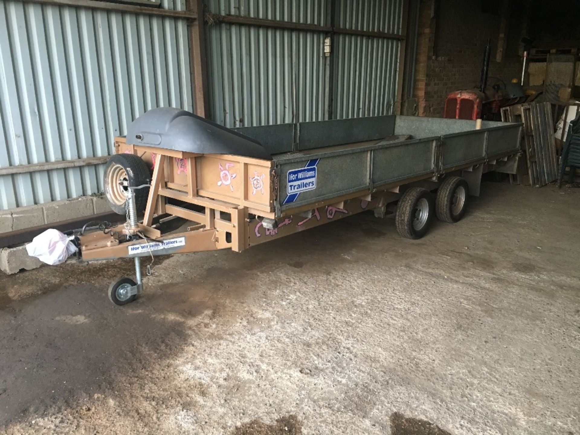 Twin Axle Ifor Williams Trailer with ramps, sides, tailboard, Knott Hitch, Type LM166G, Spare Wheel,