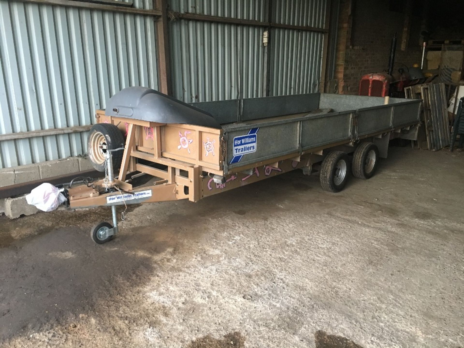 Twin Axle Ifor Williams Trailer with ramps, sides, tailboard, Knott Hitch, Type LM166G, Spare Wheel, - Image 2 of 4