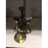 2 X SILVER CANDLESTICKS,