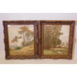 Cyril Ward, watercolour, landscape with tall trees, signed, 24½" x 29½", in ornate gilt frame, and