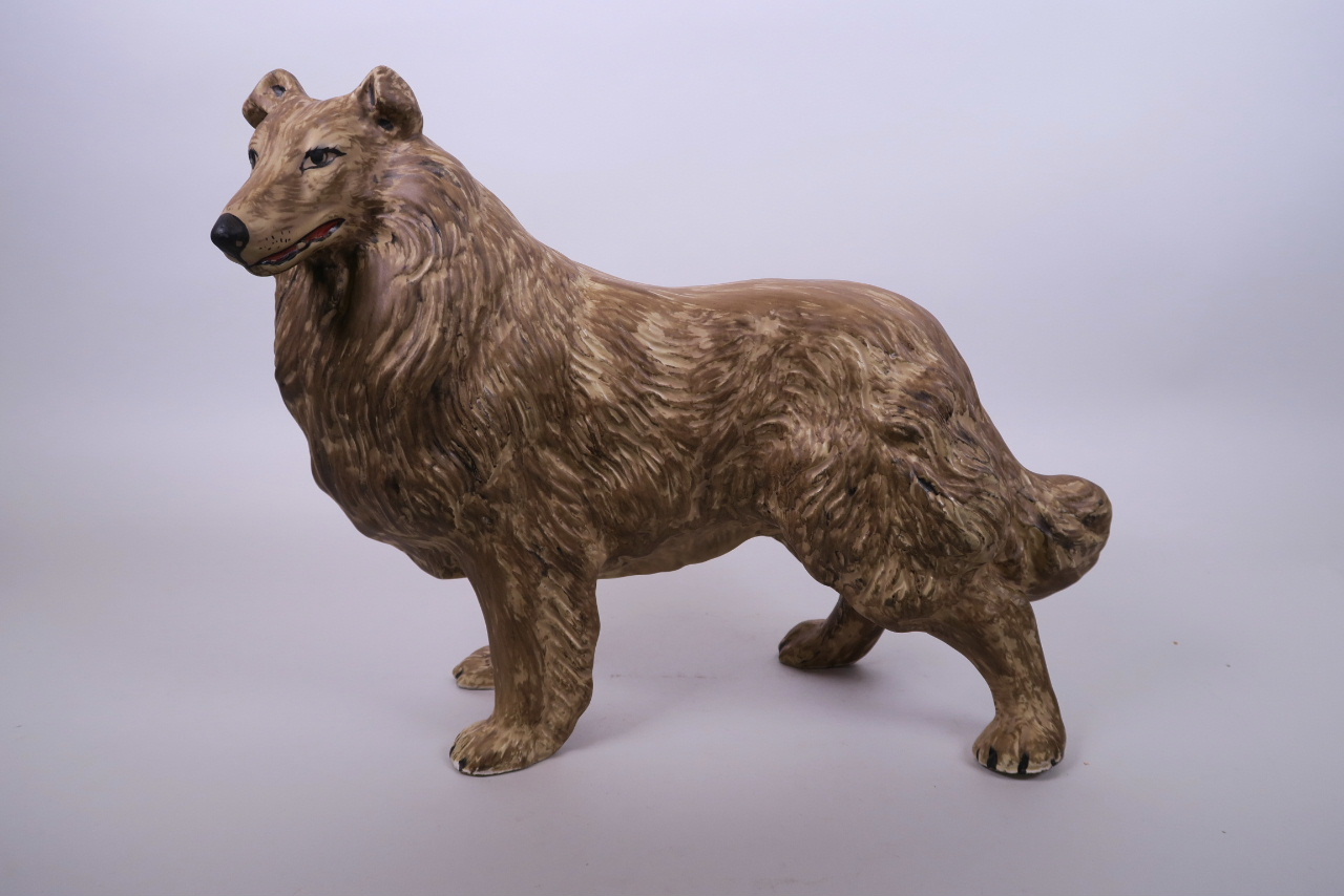 A large Sylvac ware border collie figurine, 14" long