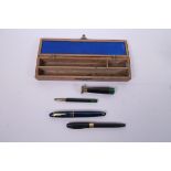 A Sheaffer fountain pen with a 14ct gold nib, together with a German Jaguar fountain pen with an