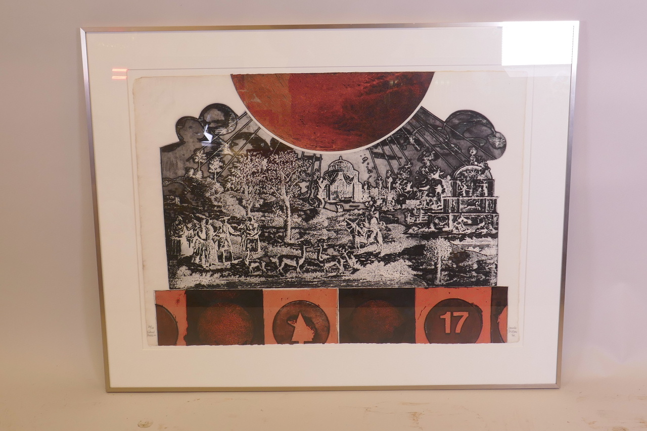 Jennifer Dickson, 'Ritual Procession', limited edition etching, 20 of 30, signed and dated '66 in - Image 2 of 4