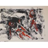 An unframed mixed media picture on paper, abstract study of two figures, signed 'Lipchitz'? in