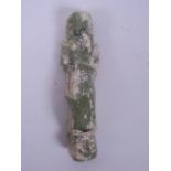 An Egyptian faience terracotta shabti with green glaze, 4"