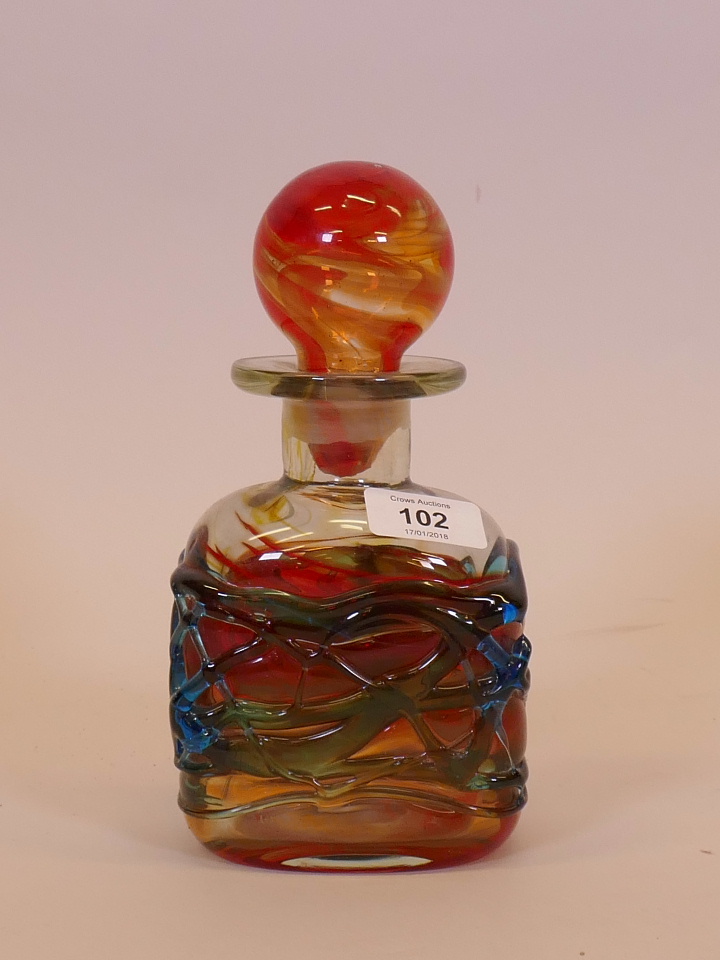 A Mdina swirled glass decanter, 9" high