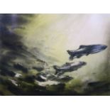 Richard Eliott - limited edition fine art print of leaping salmon, signed in pencil and numbered