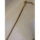 A hedgerow walking stick with deer antler handle, 36" long