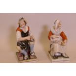 A pair of C19th Staffordshire figures, the cobbler and his wife, 13" high