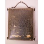 A C19th metal framed faux crocodile skin triptych dressing table mirror, 10½" x 8½" closed