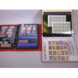 An album of complete stamp sheets from various countries together with an album of stamps from