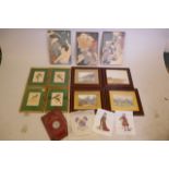 Four framed prints of exotic birds, together with three Japanese prints, four watercolour