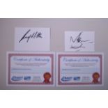 A Ricky Hatton autograph together with a 'Prince' Naseem Hamed autograph, both with accompanying