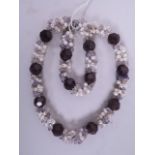 A glass and pearl bead necklace and bracelet set (necklace 18" long)