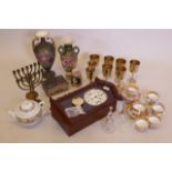 A mixed lot comprising silver plated goblets, porcelain, glass etc