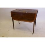 A George III inlaid figured mahogany Pembroke table, 32" x 21" x 28"