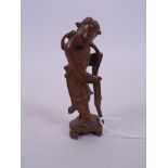 A Chinese carved hardwood figure of a lady, A/F losses, 4½" high