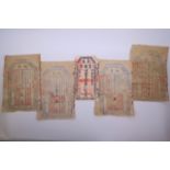 A collection of five facsimile (replica) Chinese bank cheques, largest 8" x 12"