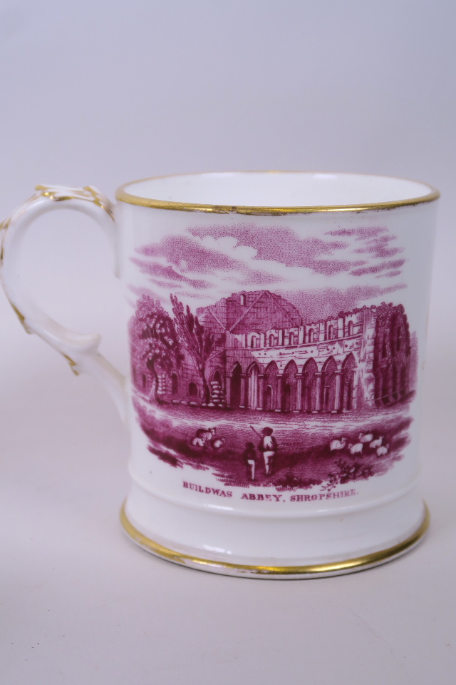 A C19th Staffordshire tankard commemorating Ironbridge and Buildwas Abbey, Shropshire, 4" high, - Image 4 of 9
