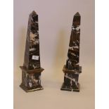 A pair of marble obelisks, 17" high