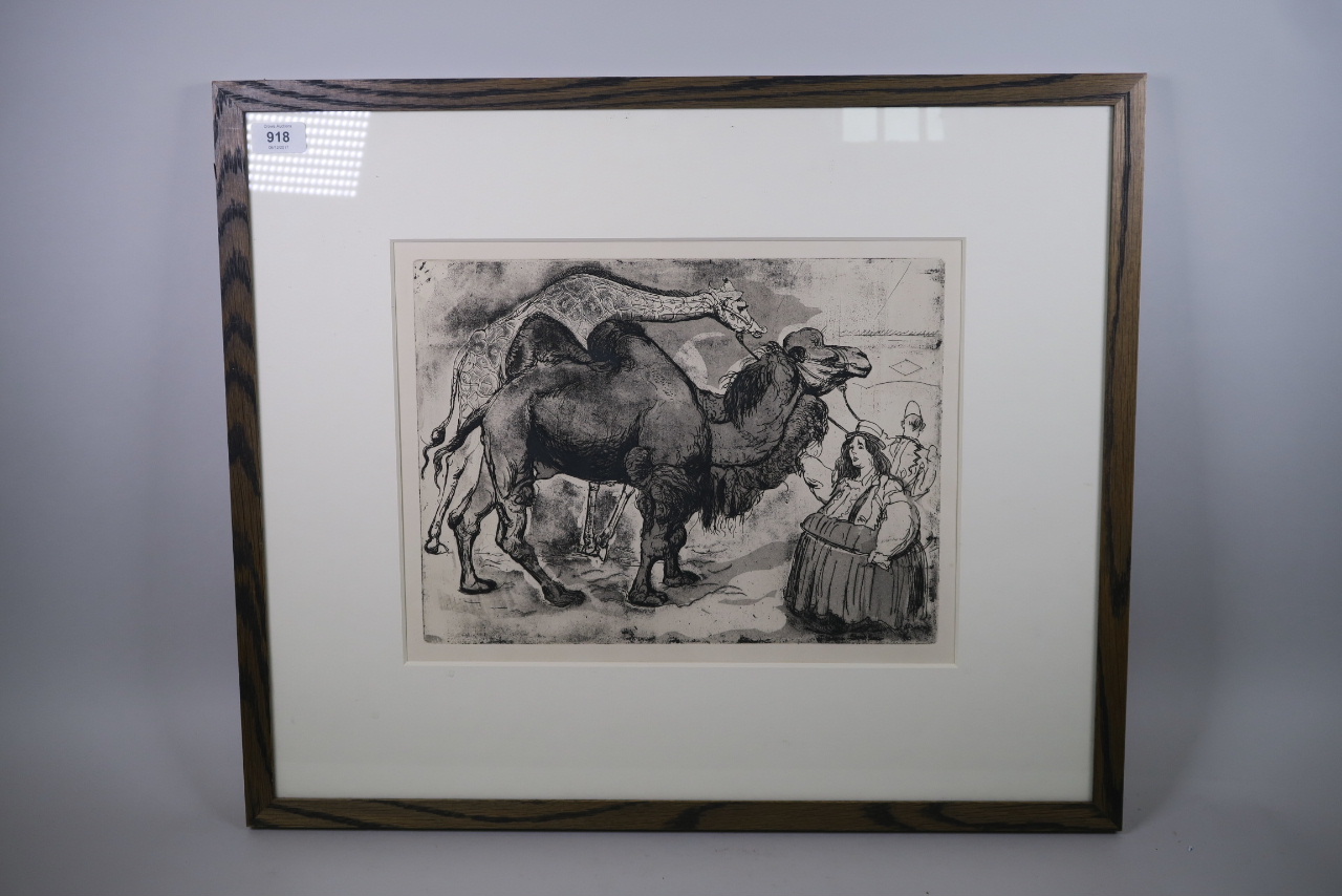 Russell Sidney Reeve, engraving of a camel and giraffe at a circus, 14½" x 11" - Image 2 of 3