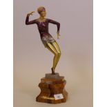 A contemporary Art Deco style figure after Preiss, the Charleston Dancer, mounted on a serpentine