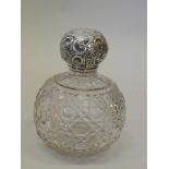 A cut glass and silver mounted scent bottle, London 1911, 3½"