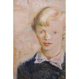 A.E. Cooper, signed oil on canvas, portrait of a juvenile, 14" x 18"