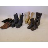 1970s gentleman's platform shoes, five pairs, and three pairs of vintage winkle-picker shoes, all