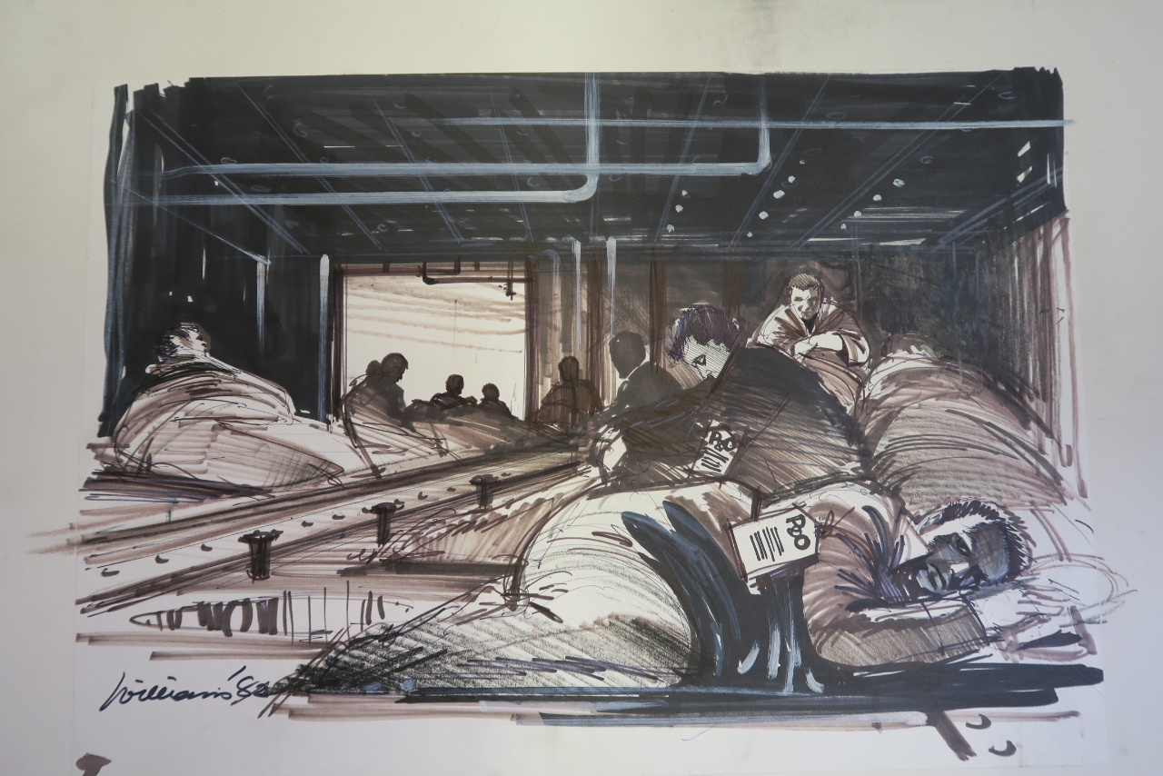 Williams, pen and ink sketches, scenes from the Falklands War, 23" x 16½" - Image 2 of 4