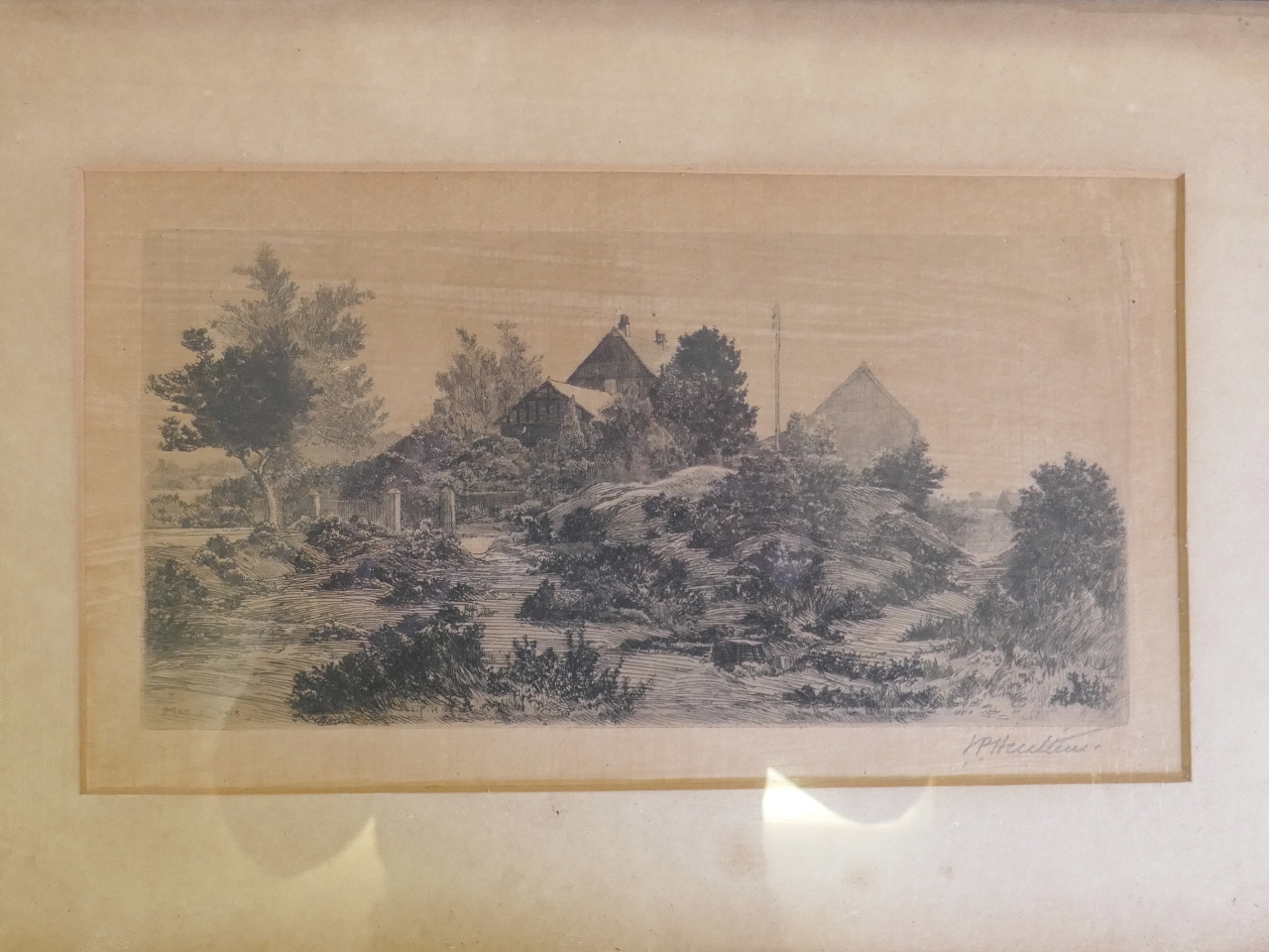 John Postle Heseltine, five signed etchings of rural landscape scenes, pencil signed, largest 12" - Image 4 of 7