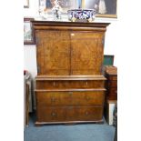 A C18th Queen Anne walnut escritoire, faults, 47" x 20" x 67"